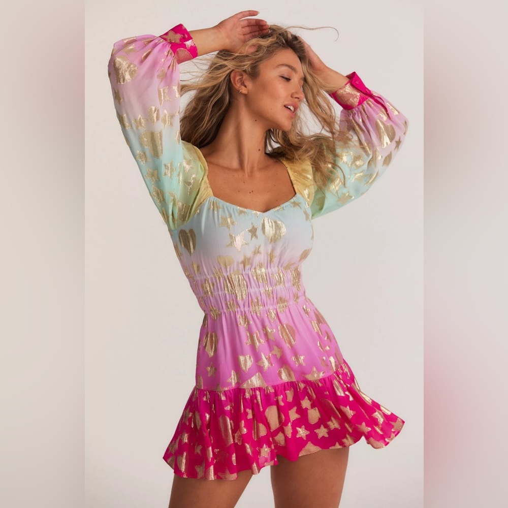NWT LoveShackFancy Tayla Mini Dress in Surfer Fuschia Light XS